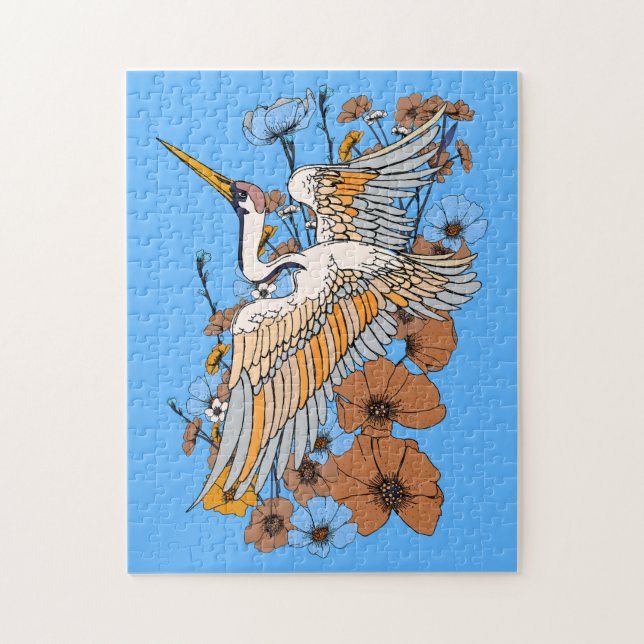 Japanischer Manga-Kranvogel Puzzle (Vertikal)