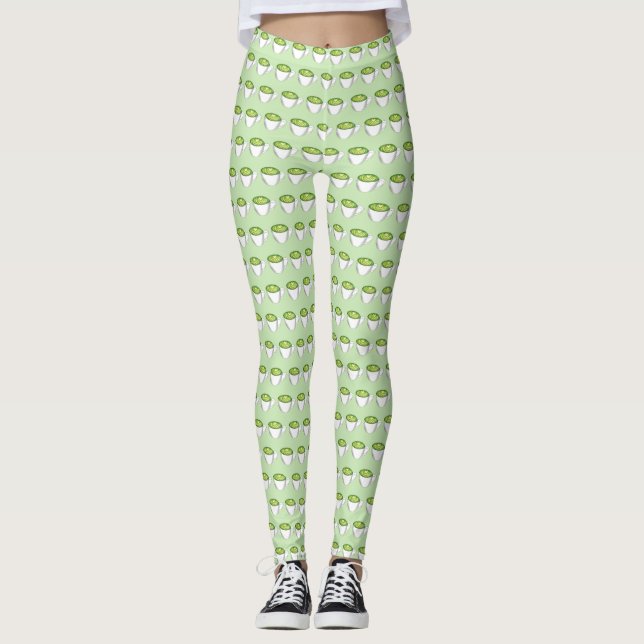Japanischer Matcha Green Tea Latte Teacup Feinschm Leggings (Vorderseite)