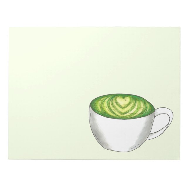 Japanischer Matcha Green Tea Latte Teacup Feinschm Notizblock (Vorderseite)