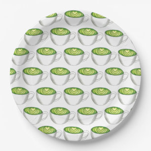 Japanischer Matcha Green Tea Latte Teacup Feinschm Pappteller