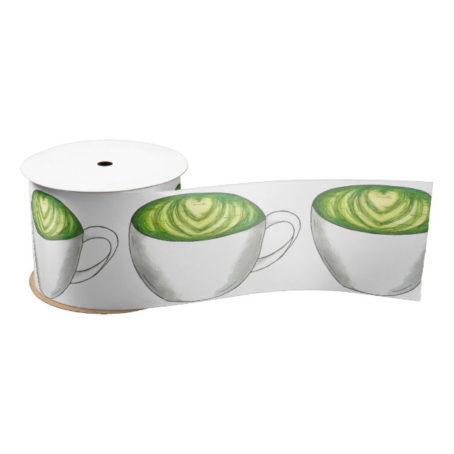 Japanischer Matcha Green Tea Latte Teacup Feinschm Satinband (Spule)
