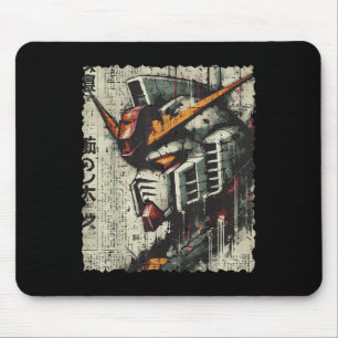 Japanischer Mecha-Roboter-Kopf Vintage-Anime-Kunst Mousepad