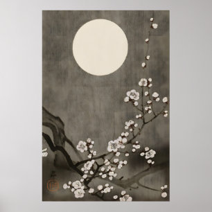Japanischer Mond Kirschblüten-Wandkunst-Druck Poster