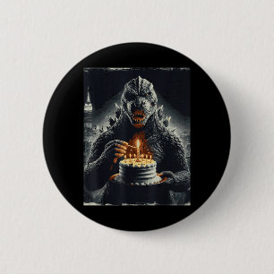 Japanischer Monster-Geburtstagskuchen Lustige Part Button