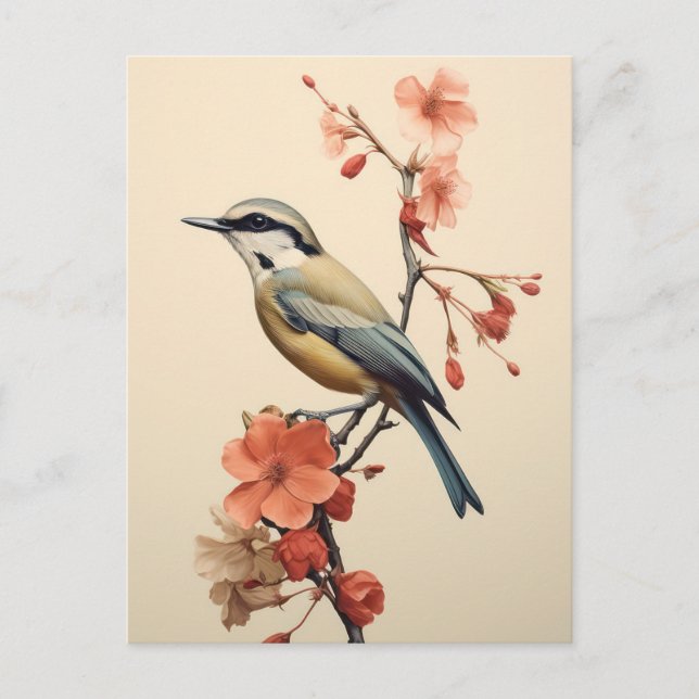 Japanischer Morgen Vogel Postkarte (Vorderseite)