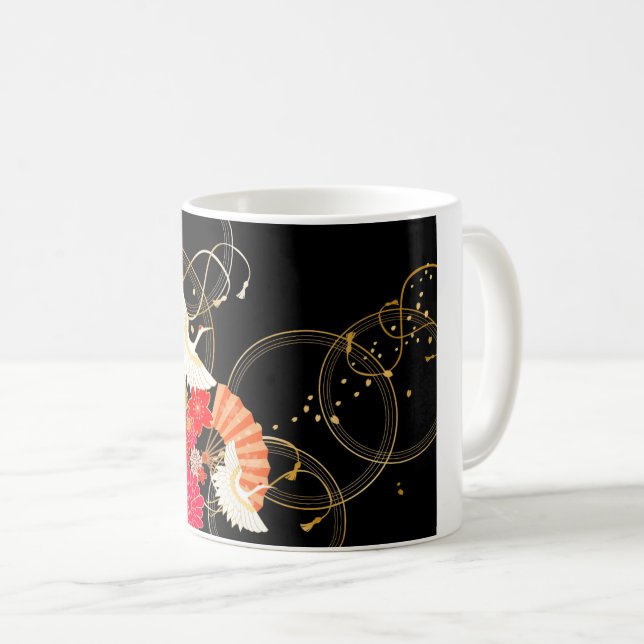 Japanischer Musterkran Kaffeetasse (VorderseiteRechts)