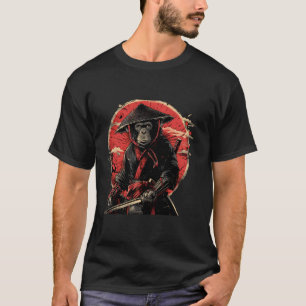 Japanischer Ninja-Affe Japanischer Krieger Samurai T-Shirt