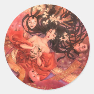 Japanischer Noh Mask Fantasy Sticker
