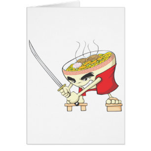 Japanischer Nudelsuppe-Kämpfer mit Samurai-Klinge