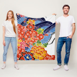 Japanischer Okinawan Dye (Bingata) Fleecedecke