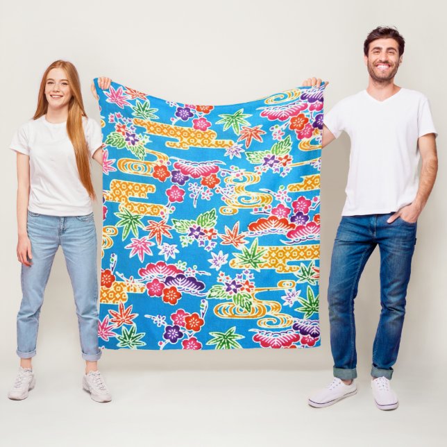 Japanischer Okinawan Dye (Bingata) Fleecedecke (Beispiel)