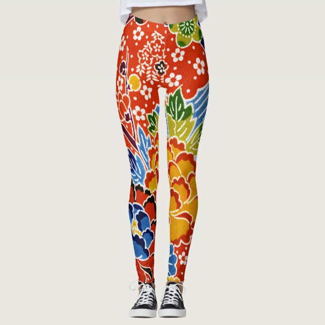 Japanischer Okinawan Dye (Bingata) Leggings (Vorderseite)