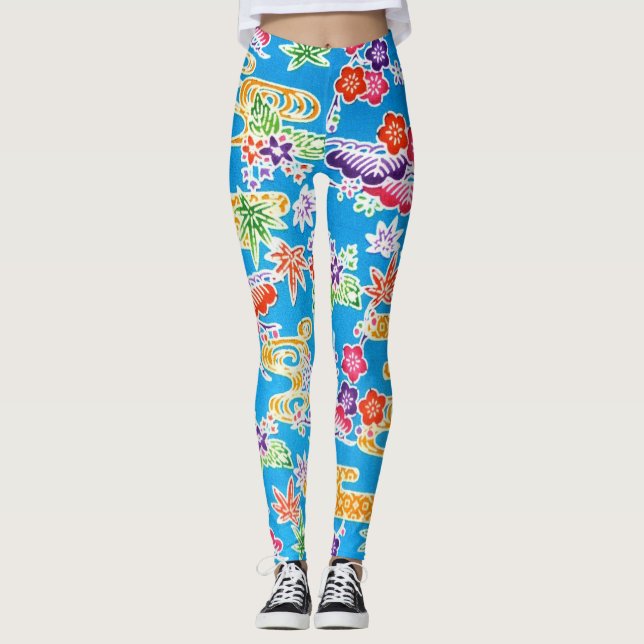 Japanischer Okinawan Dye (Bingata) Leggings (Vorderseite)