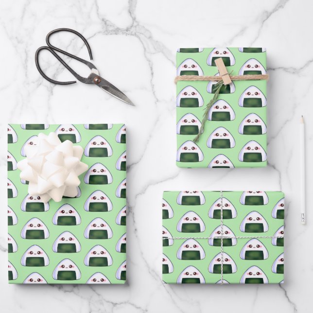 Japanischer Onigiri Rice Ball Geschenkpapier Set (Vorderseite)