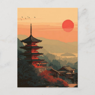 Japanischer Pagode Vintage Postkarte