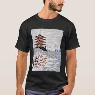 Japanischer Pagodenberg Fuji Kirschblüten Landscha T-Shirt
