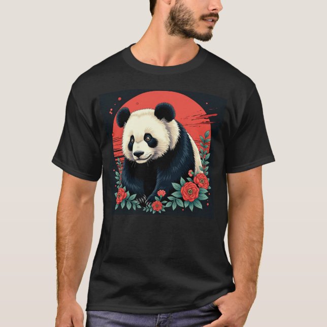 Japanischer Panda Art Graphic T - Shirt (Vorderseite)