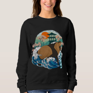 Japanischer Raccoon Dog Great Wave Kanagawa Japan  Sweatshirt