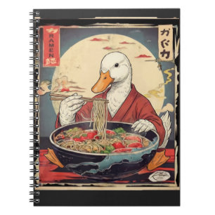 Japanischer Ramen-Enten-Vintage-Kimono für Lehrer Notizblock