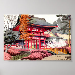 Japanischer Red Temple Spring Poster