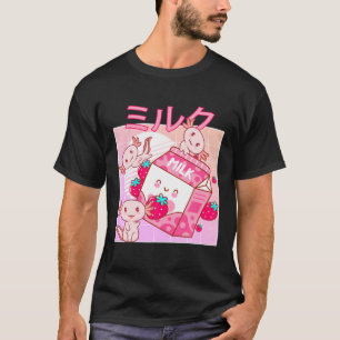 Japanischer Retro Anime Kawaii Axolotl Strawberry  T-Shirt