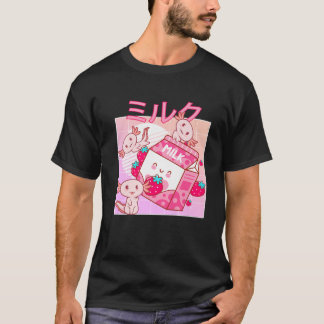Japanischer Retro Anime Kawaii Axolotl Strawberry  T-Shirt