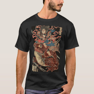 Japanischer Retro Artwork Samurai Riding Giant Toa T-Shirt