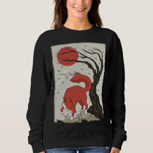 Japanischer Retro-Fuchs Kirschblüte Sweatshirt
