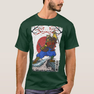 Japanischer Retro-Samurai-Kirschblüten-Vintage-Wel T-Shirt
