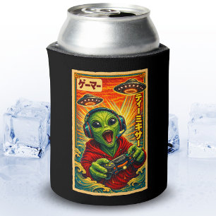Japanischer Retro-Vintage-UFO-Alien-lustiger Gamer Dosenkühler