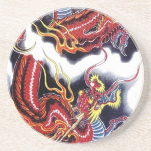Japanischer roter Drache Sandstein Untersetzer