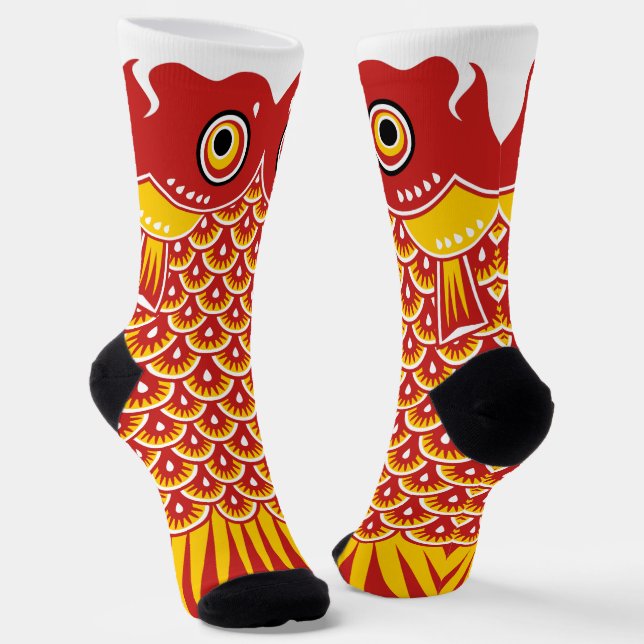 Japanischer roter Koinobori-Karpfenwimpel Socken (Gewinkelt)