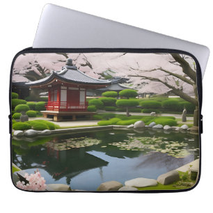 Japanischer Sakura Cherry Blossom Garden Shrine Po Laptopschutzhülle