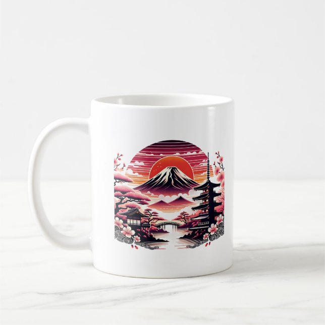 Japanischer Sakura Garden Mount Fuji Cherry Blosso Kaffeetasse (Links)