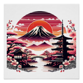 Japanischer Sakura Garden Mount Fuji Cherry Blosso Poster