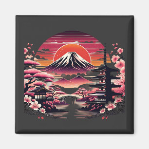 Japanischer Sakura-Garten Mount Fuji Kirschblüte Magnet