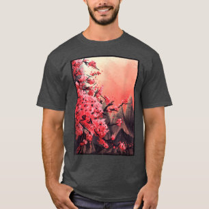 Japanischer Sakura-Kirschblüten-Holzschnitt-Kunstd T-Shirt