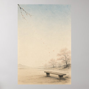 Japanischer Sakura-Pfad Japandi-Wandkunstposter Poster