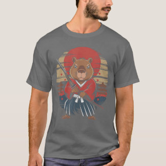 Japanischer Samurai Capybara lustig T-Shirt