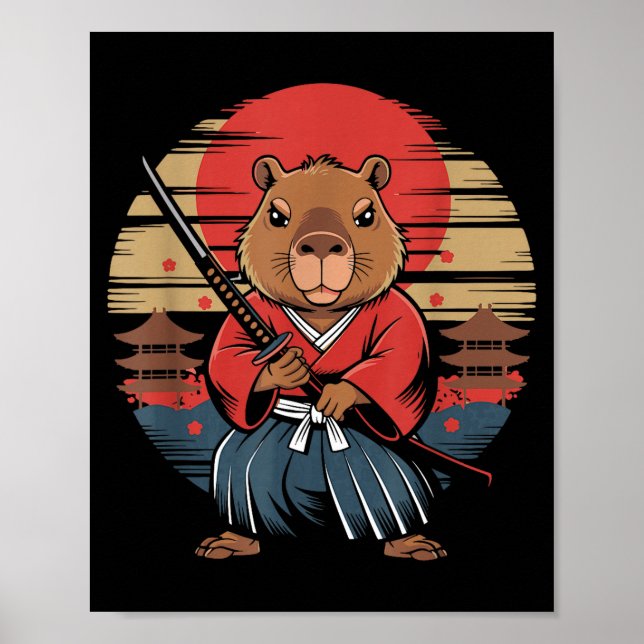 Japanischer Samurai Capybara  Poster (Vorne)