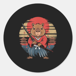 Japanischer Samurai Capybara  Runder Aufkleber