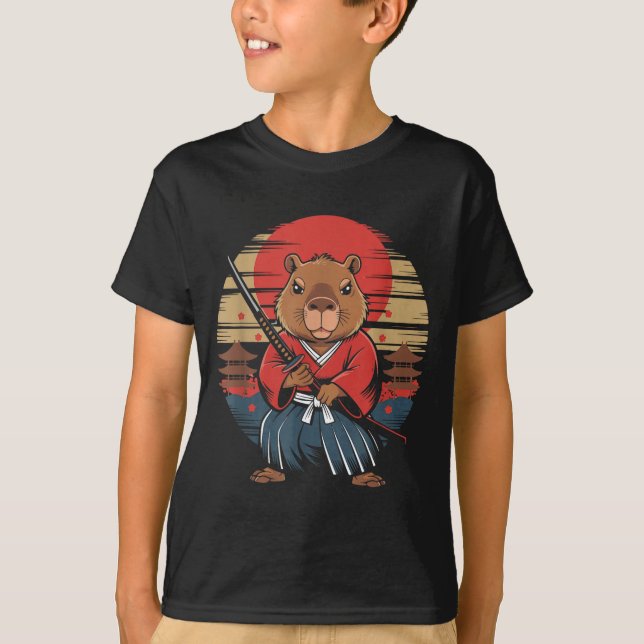 Japanischer Samurai Capybara  T-Shirt (Vorderseite)