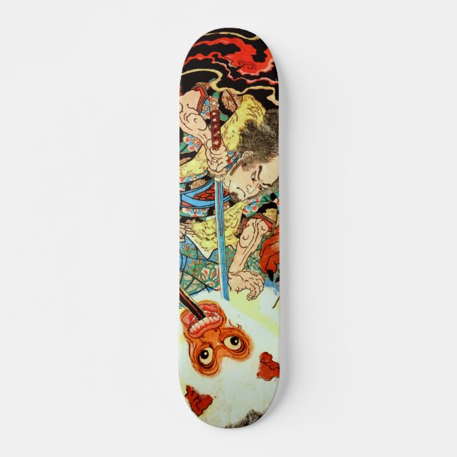 Japanischer Samurai, der Affe bekämpfen Skateboard (Vorne)