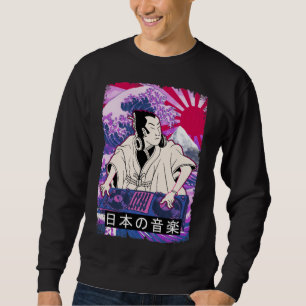 Japanischer Samurai DJ Krieger Vintage Disc Jockey Sweatshirt