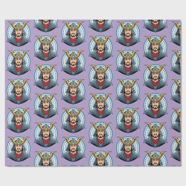 Japanischer Samurai Geschenkpapier (Flach)