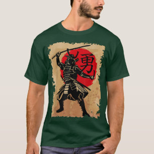 Japanischer Samurai-Helm Krieger aufgehende Sonne T-Shirt