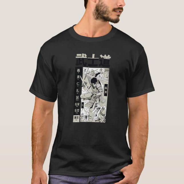 Japanischer Samurai Kämpfen Krieger japanischer Sc T-Shirt (Vorderseite)