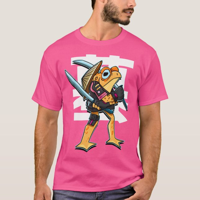 Japanischer Samurai Kampfkrieger Funny Comic Frosc T-Shirt (Vorderseite)