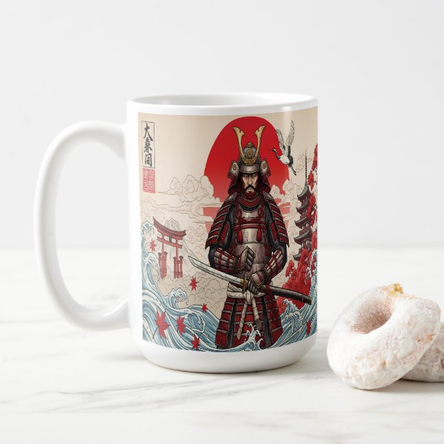 Japanischer Samurai-Krieger  Kaffeetasse (Mit Donut)