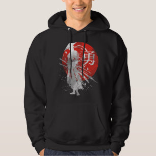 Japanischer Samurai-Krieger Retro-Japan-Kalligrafi Hoodie